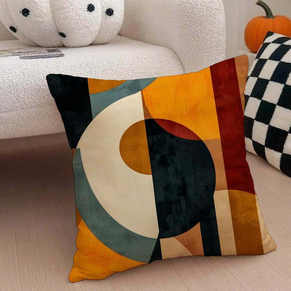 Abstract Color Blocks Pillow Minimalist Art Cushion Cover Throw Pillow Cover Hidden Button Durable Polyester Chair Cushion