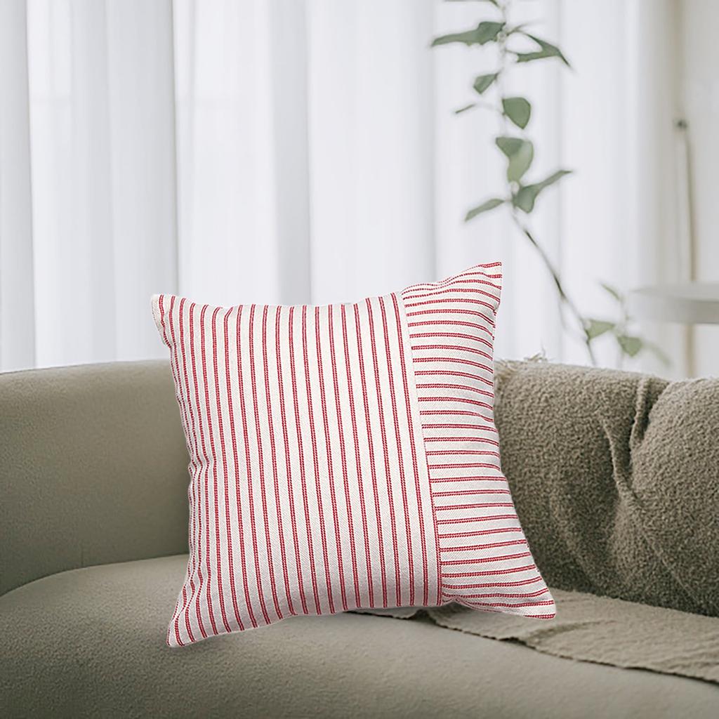 Solid Luxury Corduroy Striped Square Cushion Covers Soft Splicing Throw Pillow Covers for Couch Bed Chair Cushion Pillowcase