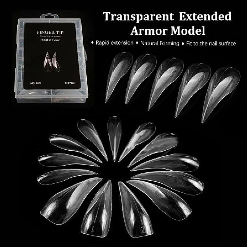 Eagle's Talon 70/140/150 stuks Korte Gebogen Stiletto Valse Nagel Tips Transparant Zachte Valse Nagels Verlengingen voor DIY Nagel Salon Manicure