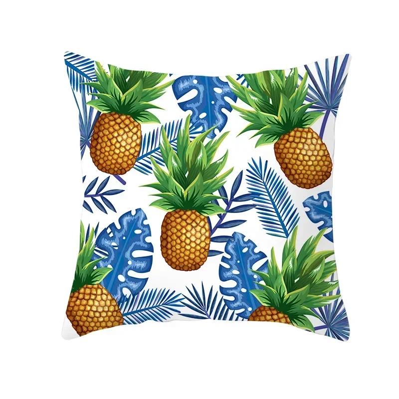 Tropical Decoration Print Cushion Cover Polyester Green Plant Throw Pillow for Sofa/Home Decorative Pillowcase