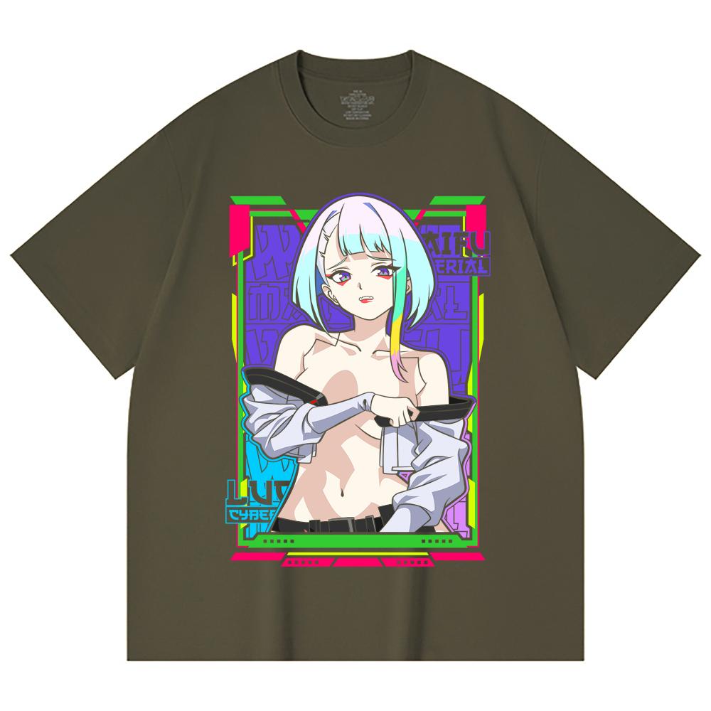 230 Gsm 100% Cotton Cyberpunk V11 Lucy Waifu Print Unisex Heavy Cotton T Shirt