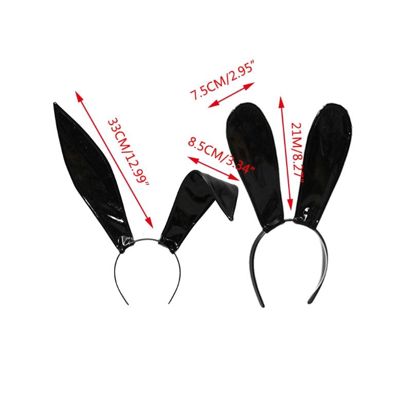 Leather Rabbit Ears Headband Handmade Sexy Bunny Ears Hairband Easter Halloween Cosplay Props Theme Hair Accessories