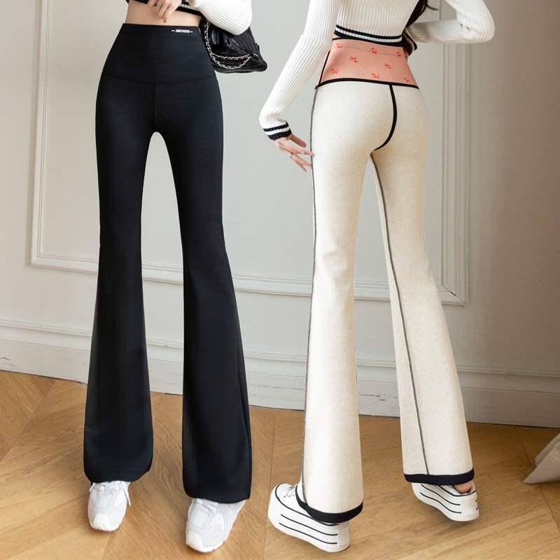 

Women s Fleece-Lined High-Waisted Shark Flare Pants - Winter Micro-Flare Barbie Leggings, Plus Size Available XL