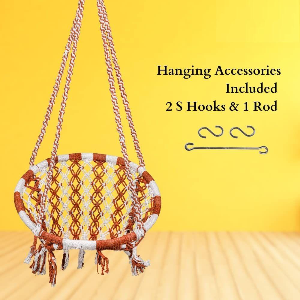 Round Cotton Home Swing Chair for Adults & Kids/Hammock Hanging Swing for Balcony, Indoor & Outdoor Handmade Cotton Jhula