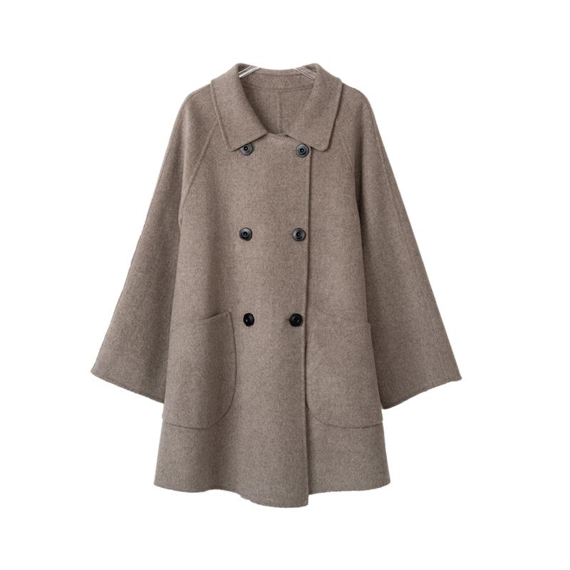 

Жіноче кашемірове пальто Qinghe кашемір 30% кашемір 70% шерсть Жіноче осінньо-зимове кашемірове пальто куртка м яка і тепла L сірий колір