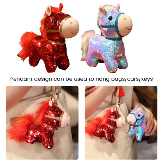 Sequin Horse Doll National Style Fabric Auspicious Meaning Zodiac Horse Theme Doll Traditional Crafted Pony