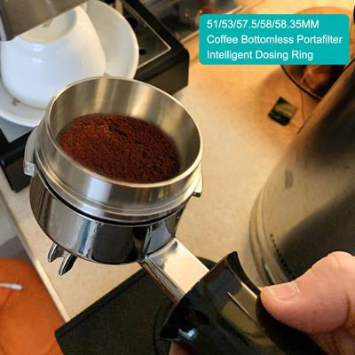 Stainless Steel Coffee Dosing Ring 51/53/58/58.35mm Espresso Barista Tool Coffee Filter Tampers Coffee Powder Funnel For Brewing Bowl Coffee Powder