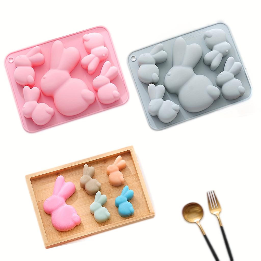 5 Cavities Bunny Silicone Mould for Baking Cake Chocolate Jelly DIY Soap Clay Drip Ice Cubes Dog Food