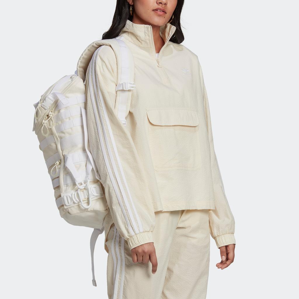 Adidas Originals Poplin Hz Tt Markenlogo-Print Kängurutasche Kapuzenjacke Damenjacke Off-White HL9311