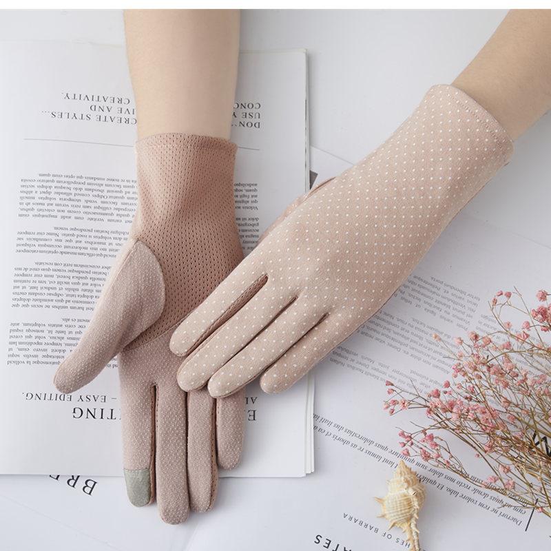 

Женские тонкие летние нескользящие перчатки с сенсорным экраном, короткие, из чистого хлопка, эластичные перчатки для защиты от солнца и УФ-лучей One Size