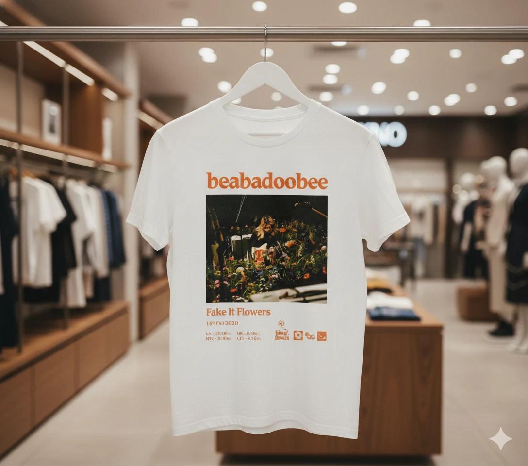Beabadoobee Fake It Flowers Album Graphic T-Shirt White Indie Pop - T709 M