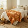 Autumn Pumpkin Maple Leaf Flannel Throw Blanket Orange Fall Harvest Botanical Soft Cozy Sofa Throw Blanket
