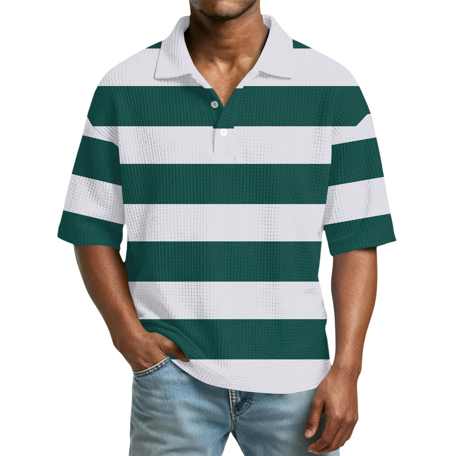 

Men s Color-Block Collar Short-Sleeve Casual Top XL