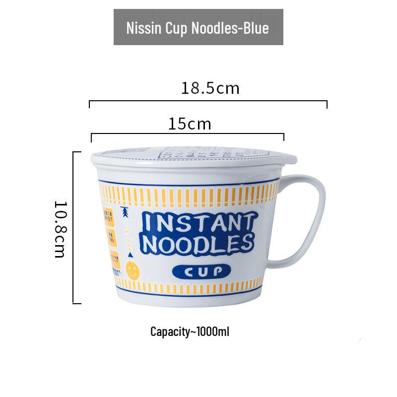 Japońska Ceramiczna Miska na Makaron i Pudełko na Lunch z Pokrywką - Naczynia Domowe i Stołówkowe