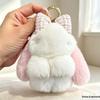 Bowknot Playing Dead Rabbit Keychain: Cute Plush Mini Bunny Bag Charm