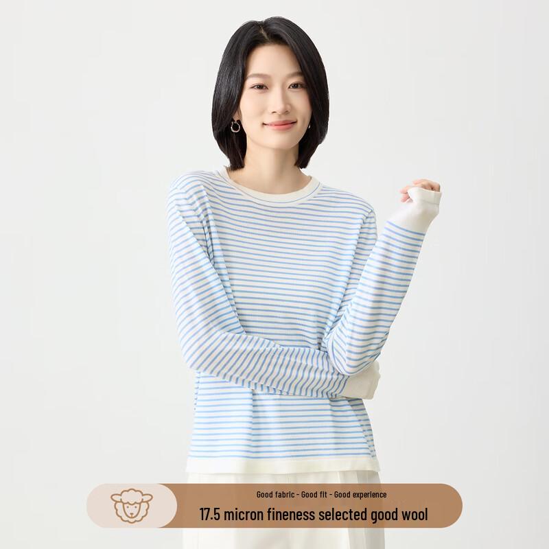 

Northern Deer Women s 100% Merino Wool Striped Pullover L