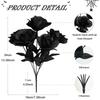 Artificial Rose Flower Arrangement with Fabric Leaves for Halloween Party Table Centerpiece Room Vase Display Photo Scene Placement
