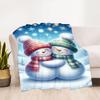 1pc Snowmen Winter Flannel Blanket, Comfortable and Warm Blanket, for Camping Sofa Bed and Couch Office009