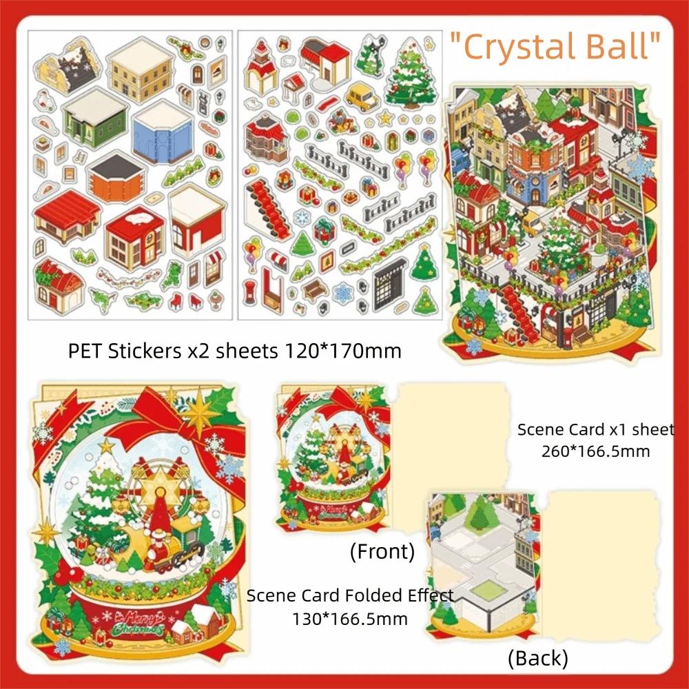Série Casa de Natal Desenho Animado 3D Miniatura Cena Adesivos DIY Feito à Mão Camadas Empilhadas Adesivo de Cena de Cabana DIY