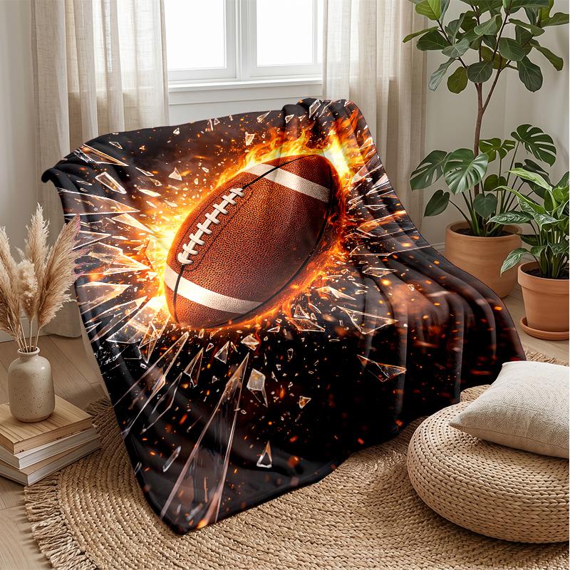 Flame and Water Soccer Theme blanket Lightweight Warm Flannel Blanket Decorative Throw Blanket for Home Decoration