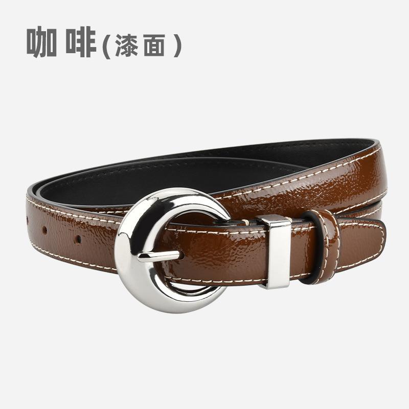 Lacquered Belt Women'S First Layer Cowhide Simple Jeans Decoration High-End Women'S Belt