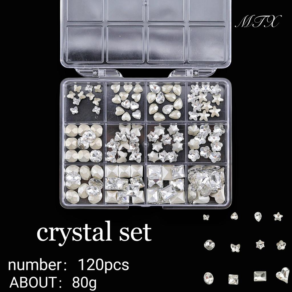 Pointed Bottom Drill Heterosexual Mixed Diamond Nail Art Jewelry Mixed Style Mixed Round Glass Diamond Rhinestone Nail Decoration