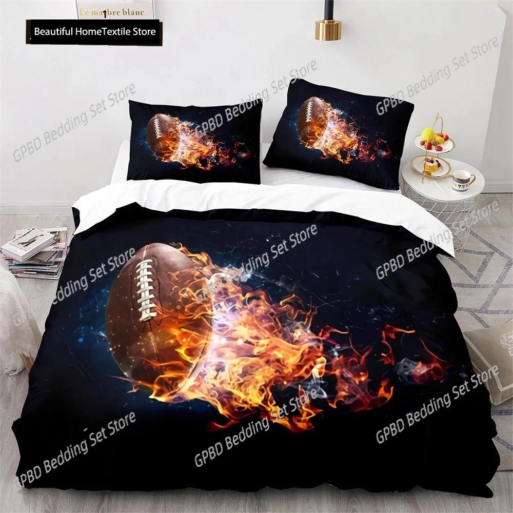 American Football Bettbezug Set 3D Sport Rugby Spieler Polyester Bettdeckenbezug Für Männer Teenager Junge Kind Bettwäscheset King Queen