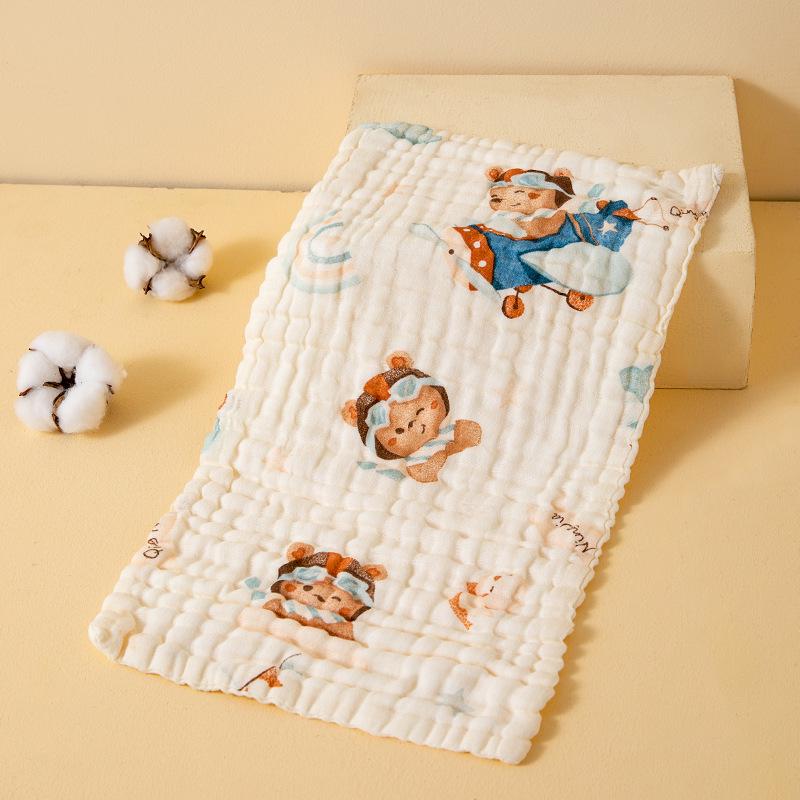 Cartoon Print Baby Bibs & Gauze Towels Set – Pure Cotton for Newborns