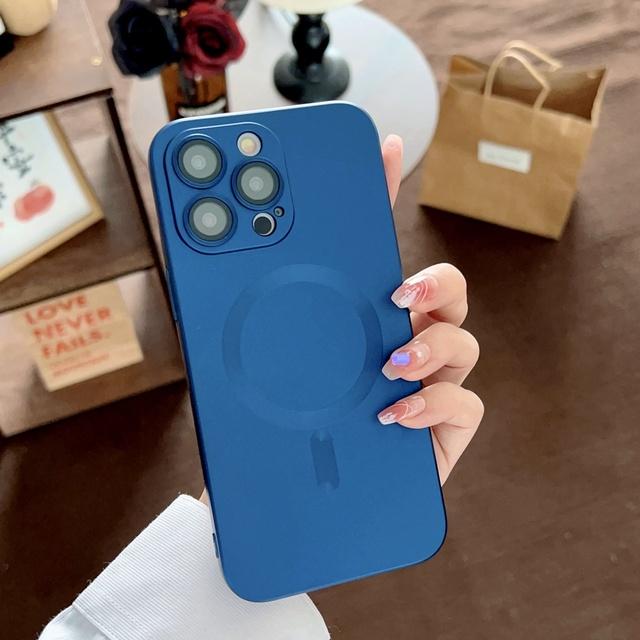 

Мягкий чехол для телефона Magsafe с защитой от отпечатков пальцев для Iphone 14 12 11 13 Pro Max 14 Plus с защитной пленкой для камеры For iPhone14ProMax темно-синий