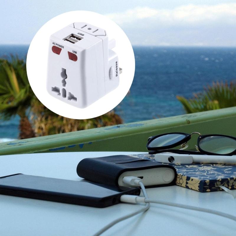 International Power Converters Two USB Chargers Universal Plugs Adapter UK Standard ABS Global Travel Essential