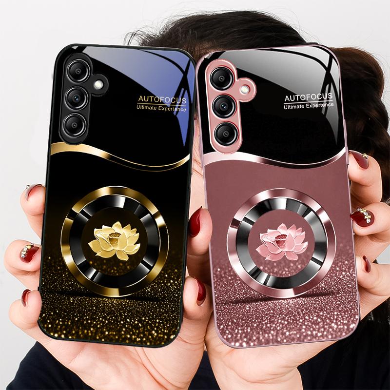 Circle Lotus Golden Dot For Samsung A 20 30 22 23 24 25 26 31 32 33 34 35 42 50 51 52 53 54 55 56 70 71 72 73 glass phone case