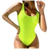 Women's High Waist Plus Size One Piece Swimsuit Textured Fabric Ribbed Design Stretchy Fit Slimming Swimwear