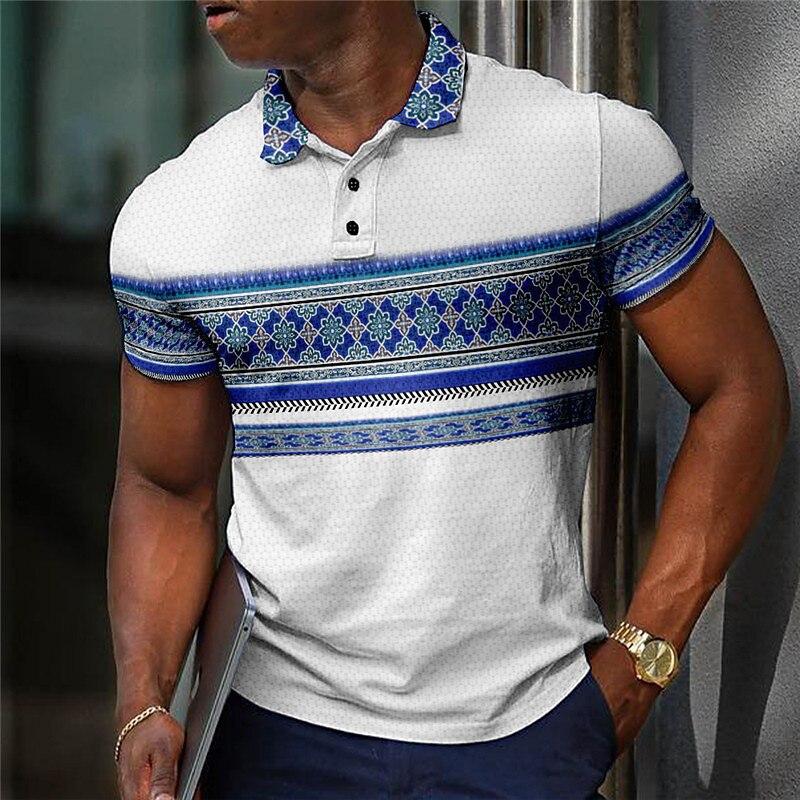 Maglietta polo da uomo a maniche corte stampa 3d top moda poliestere traspirante comoda magliette polo