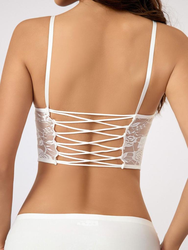 Sexy Spitzen Rückenfreies Überkreuztes Camisole Top