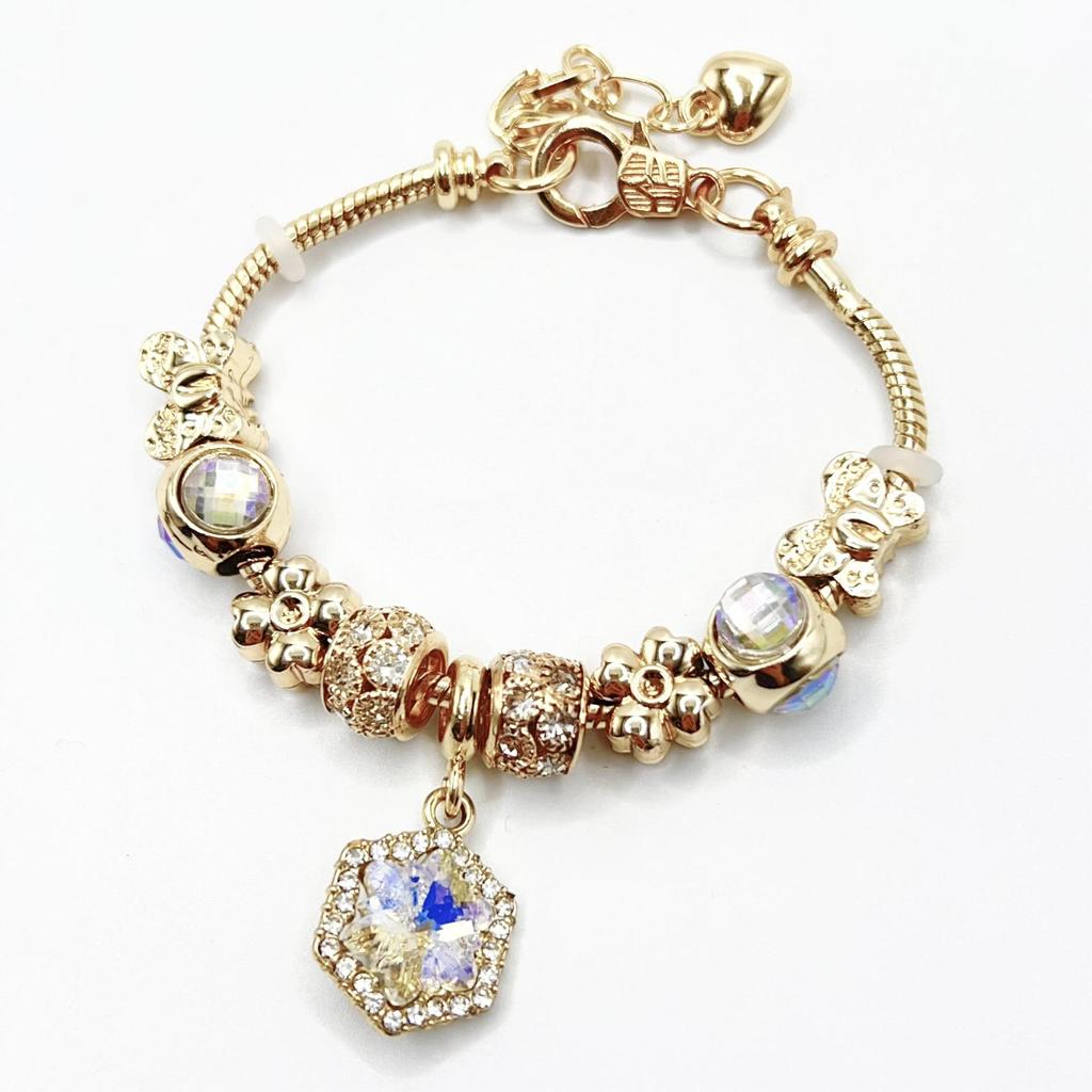 18K Gold-Plated Alloy Bracelet for Women - Charming Gold Flower Crystal Zircon Punk Valentine's Day Gift
