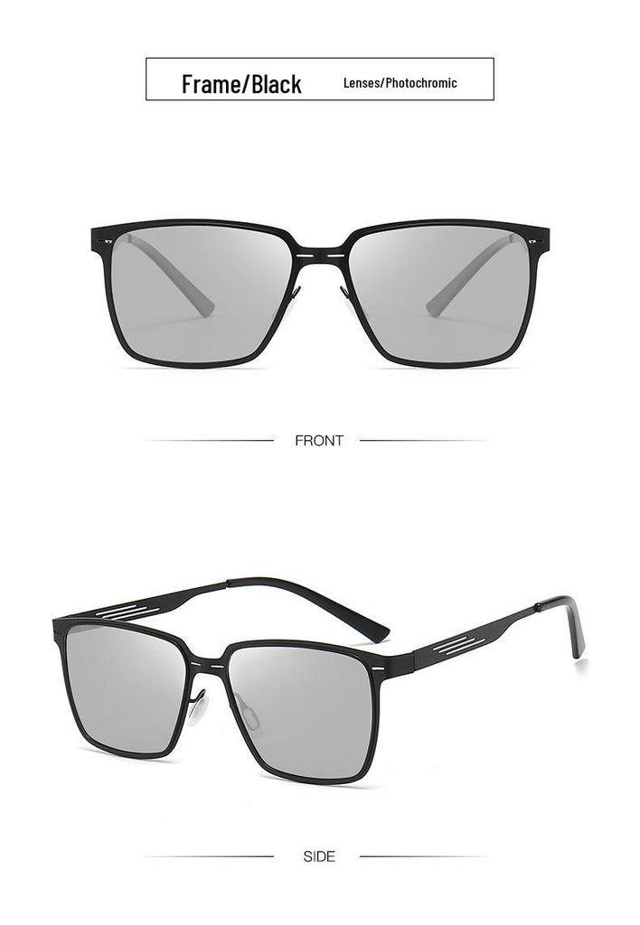 Men's Polarized Stainless Steel Square Sunglasses - Classic Retro Outdoor Driving, Fishing, and Cycling Glasses