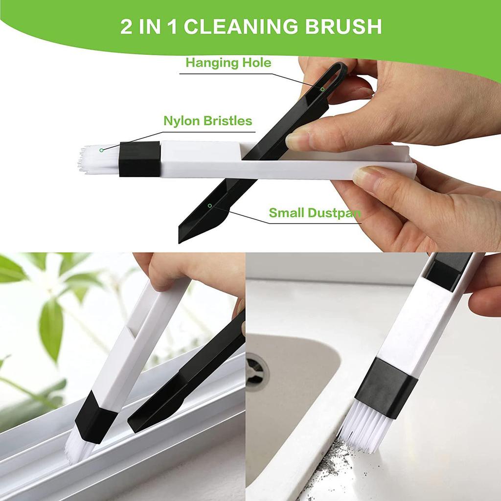 Removable Washable Dusting and Slit Cleaning Brush Set for Air Conditioner Vents, Blinds, and Windows