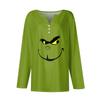 Women's T Shirt Tee Christmas Print Button Long Sleeve Daily Weekend Fashion Basic V- Neck Regular Top
