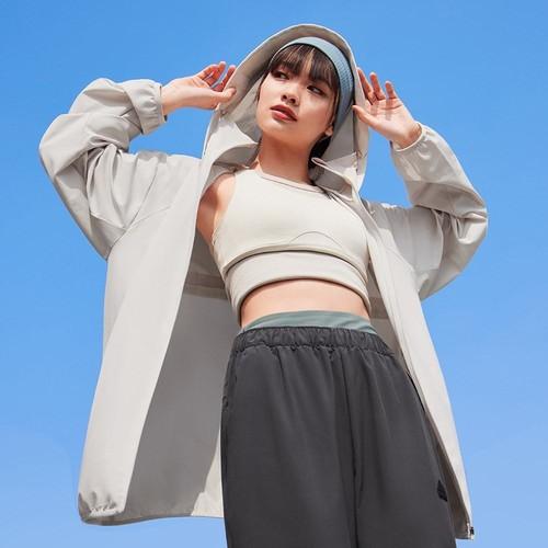 adidas solid color sun-protection woven hooded jacket, unisex, white