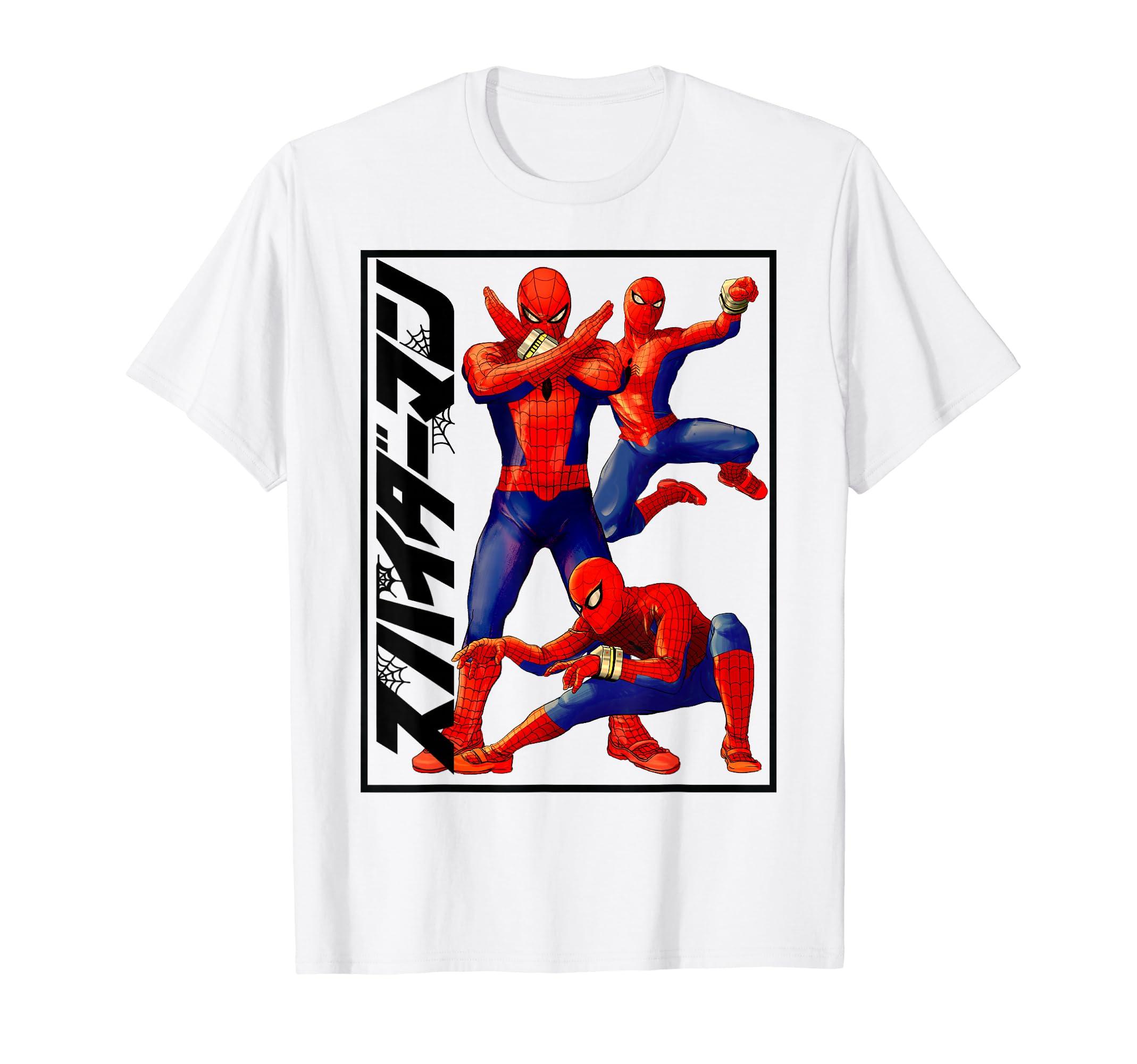 

Marvel Spider-Man Action Pose Kanji Vintage Poster T-Shirt
