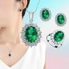 Authentic 925 Sterling Silver Plated Women Wedding Engagement Jewelry Collections Princess Oval Zircon Crystal Necklace Earrings Ring