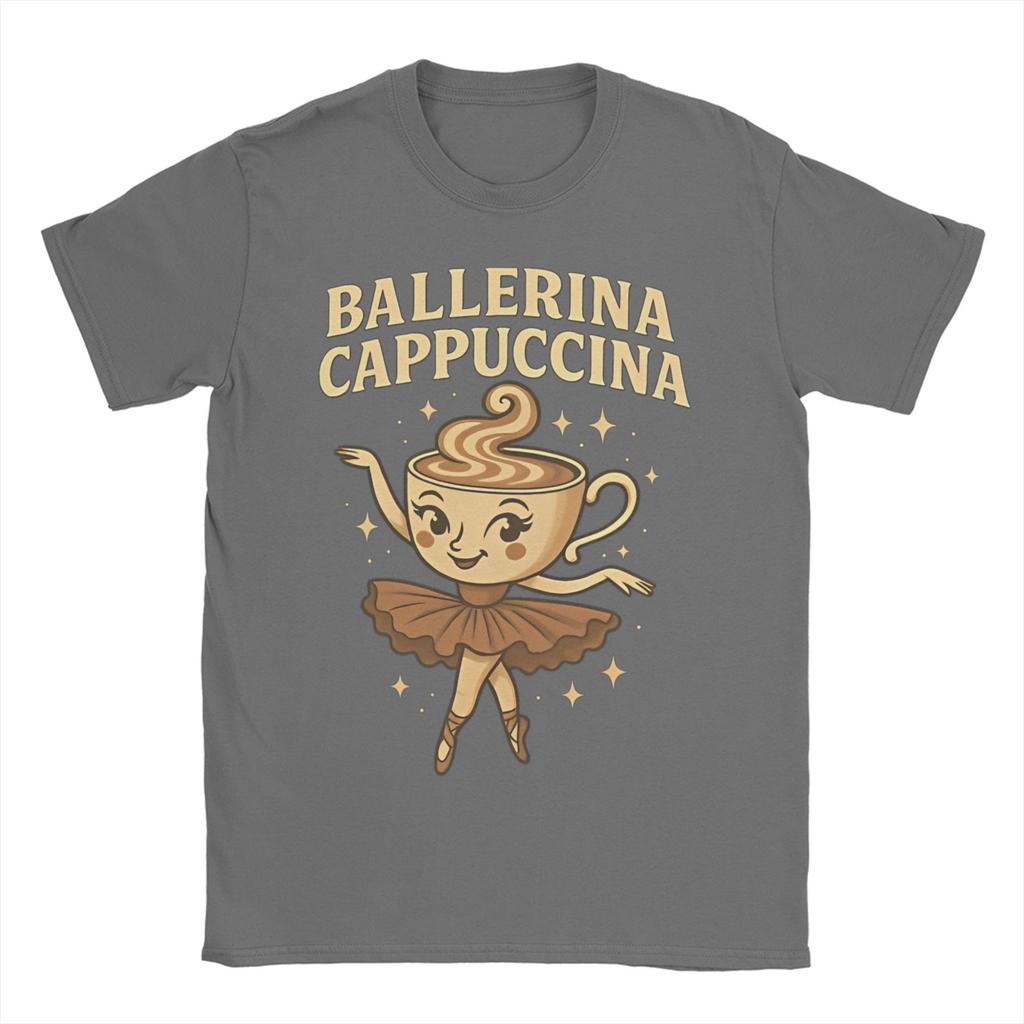 Ballerina Cappuccina Men's T Shirt Italian Brainrot Funny Tees Short Sleeve Round Collar T-Shirt Pure Cotton Plus Size Tops