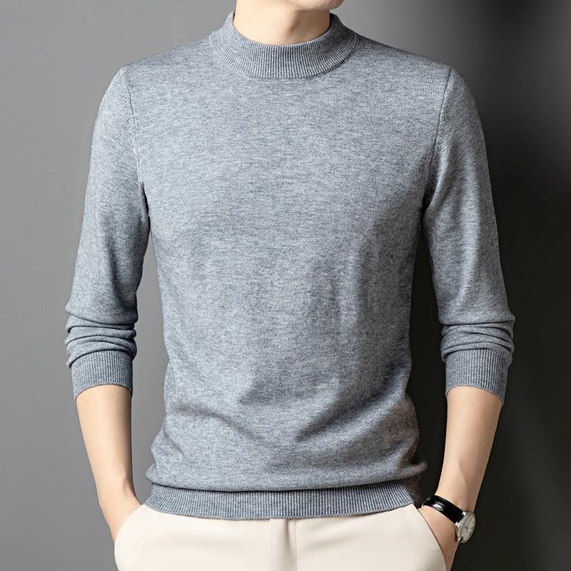 Spring and Autumn Men's Semi-turtleneck Sweater High-end Casual Versatile Business Men's Bottom Shirt