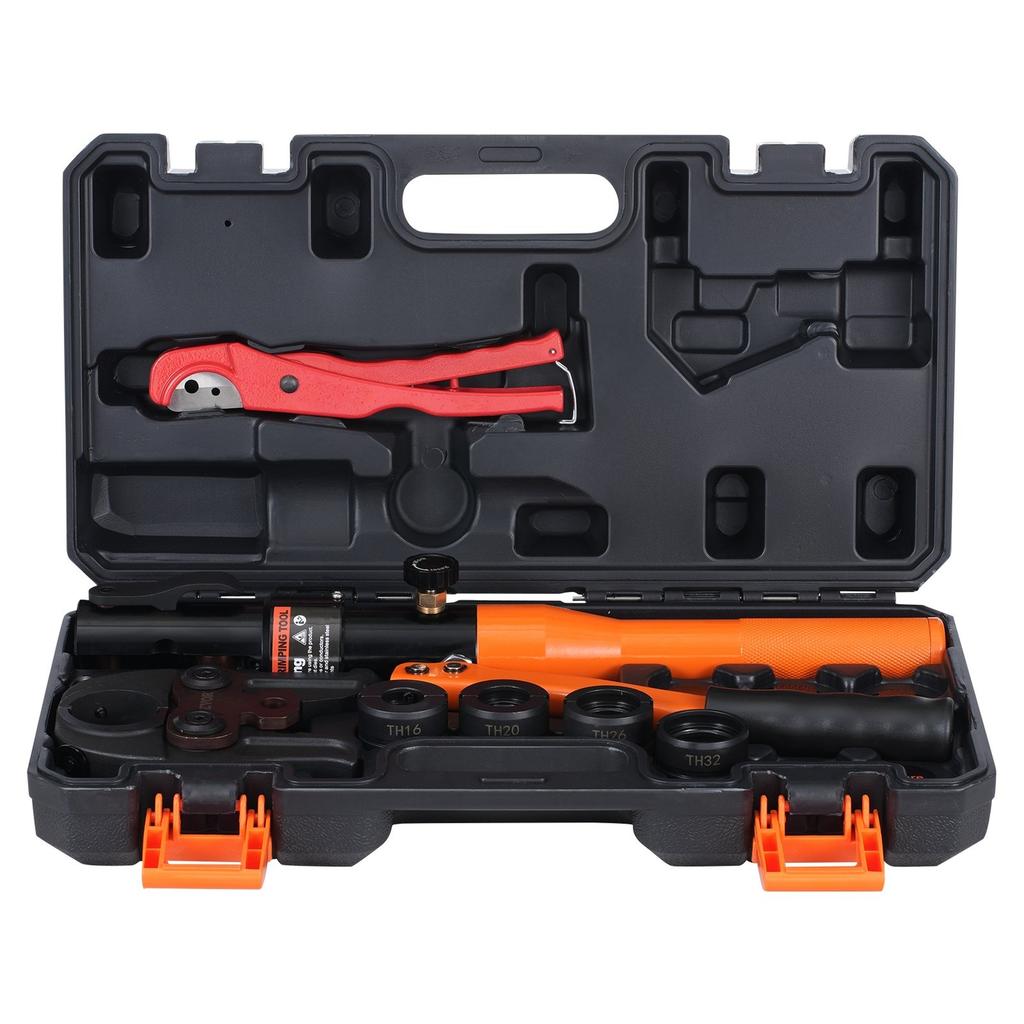 Copper Tube Fittings Crimping Tool with TH16/20/26/32 Jaws 360° Rotatable