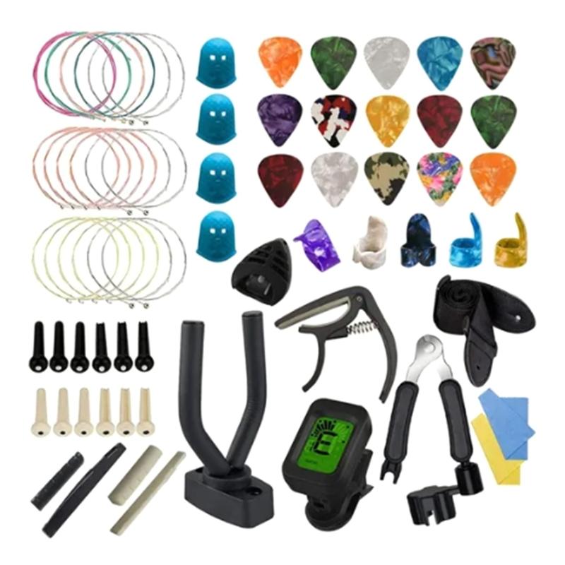 Guitar Accessories Kit with Guitar Strings, Bridge Pins, Bridge Saddle and Nut