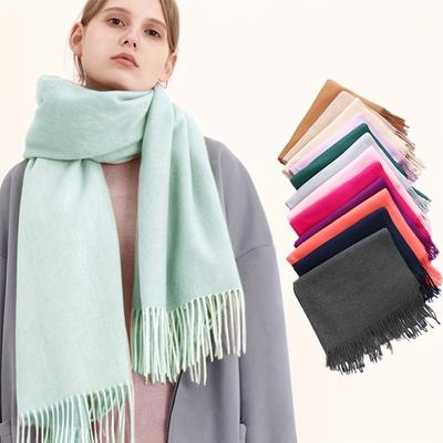 1pc Autumn and Winter Classic Plain Color Neutral Scarf Suitable for Men and Women, Elegant and Soft Warm Tassel Shawl Headscarf,Versatile Scarf
