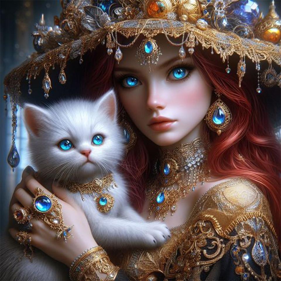 2024 New Jewelry Headwear for Women and Cats Diamond Drawing 5D DIY Art Mosaic Embroidery Cross Embroidery DecorationNew Gift