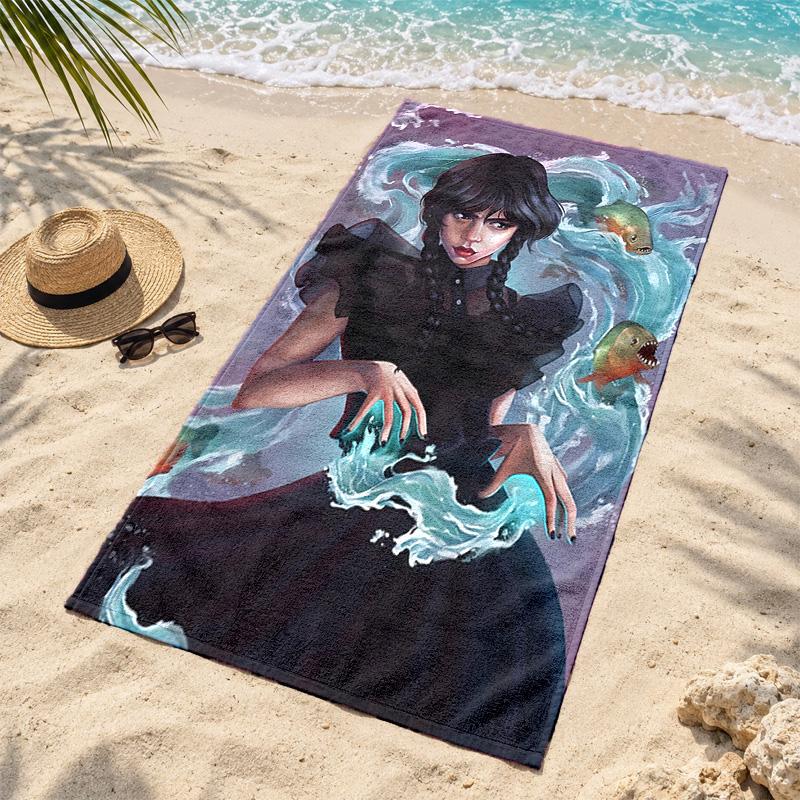 Wednesday Microfiber Beach Towel Quick Dry Sand Free Lightweight Beach Towels for Travel Swimming Camping