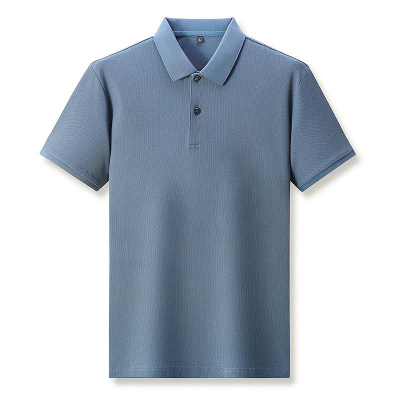 Men'S Business Casual Lapel Cotton Short Sleeve Polo Shirt Loose Solid Color T-Shirt Mens