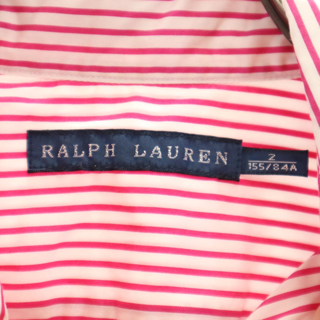 Ralph Lauren Striped Pattern Short Sleeve Shirt 2 Pink Special Wing Women Used